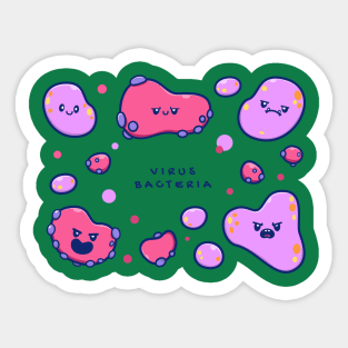 Cute Virus And bacteria Cartoon Sticker